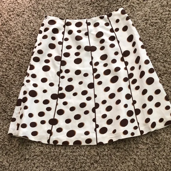 Dress Barn Skirt Linen Brown Polka Dot A Line SZ 12 Like New! - Picture 5 of 8
